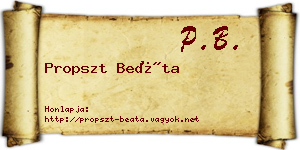 Propszt Beáta névjegykártya