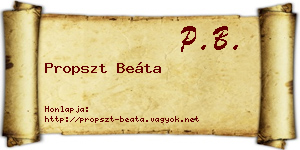 Propszt Beáta névjegykártya